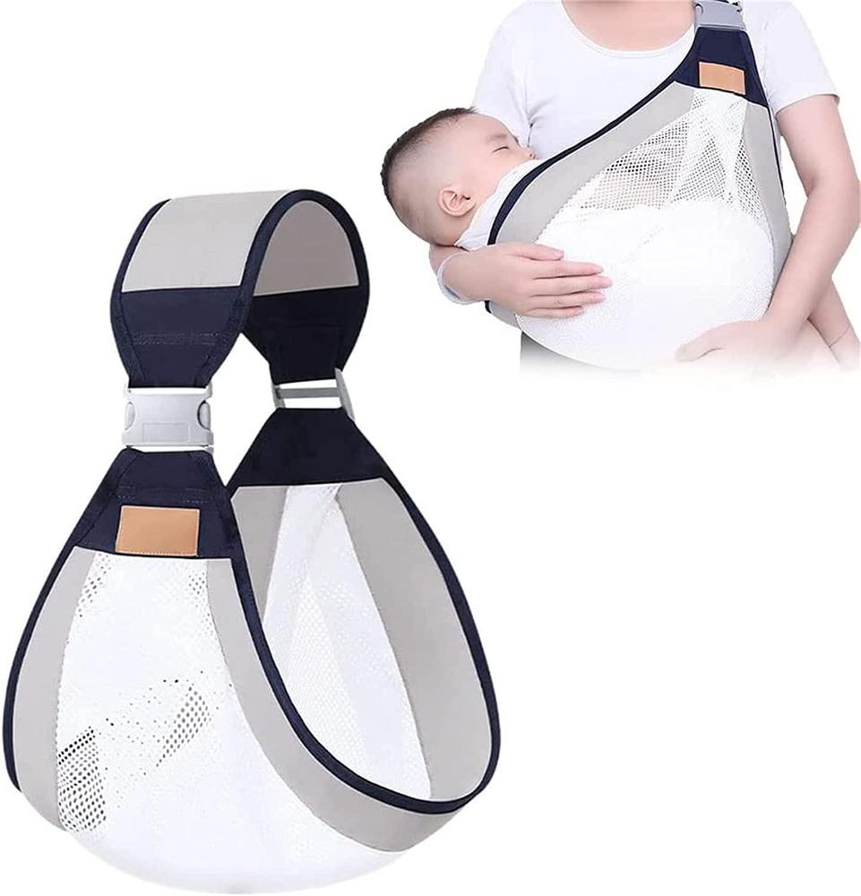 Baby sling carries grey mesh