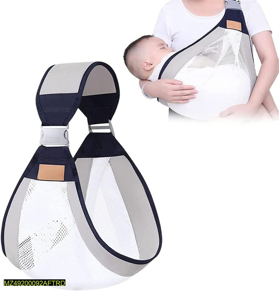 Baby sling carries grey mesh